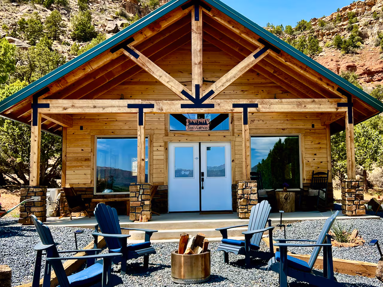 Zion Gateway Cabin living area with rustic decor